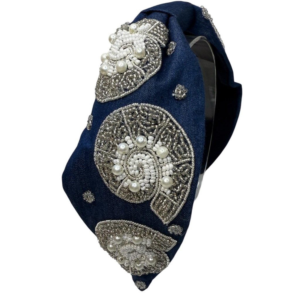 269. The Denim Nautilus Shell Beaded Headband